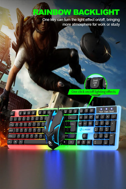 NG GTX350 Gaming Keyboard Mouse Combos Computer Laptop Backlight Gamer Kit LED Wired Usb Keyboard GTX350 Set-Black