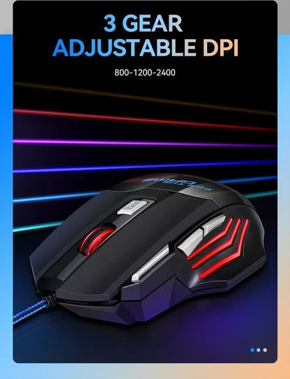 1 PC New Hyperspeed USB Gaming Mouse RGB Backlit Ergonomic Game Mice 7D Esports Wired Mouse for Laptop PC Gamer