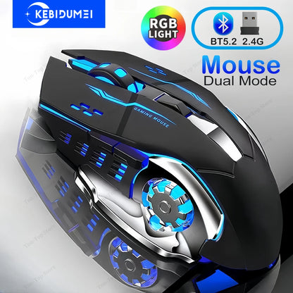 RGB Dual-Mode Bluetooth 5.2 Mouse 2.4G Wireless Mouse Gaming Mouse Rechargeable Silent Mouse 3600 DPI Mouse Mice for Laptop