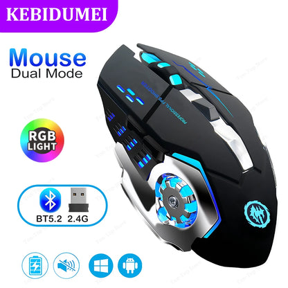 RGB Dual-Mode Bluetooth 5.2 Mouse 2.4G Wireless Mouse Gaming Mouse Rechargeable Silent Mouse 3600 DPI Mouse Mice for Laptop