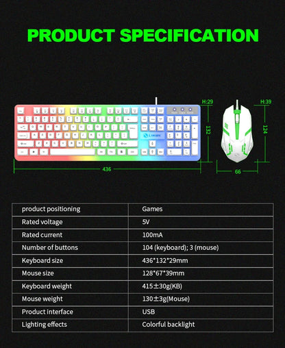 NG GTX350 Gaming Keyboard Mouse Combos Computer Laptop Backlight Gamer Kit LED Wired Usb Keyboard GTX350 Set-Black